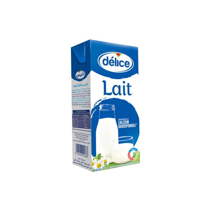 Lait UHT 1/2 écrémé DELICE 1L