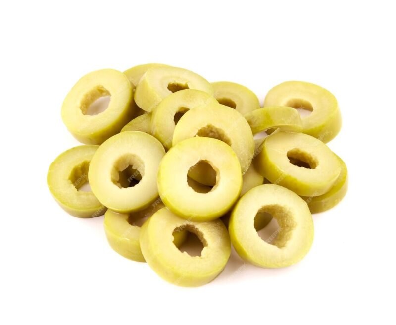 Green olives slices isolated white background 958904 207