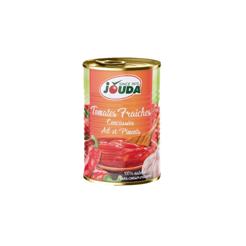 Tomate fraîche concassée JOUDA Ail Piment 400 gr